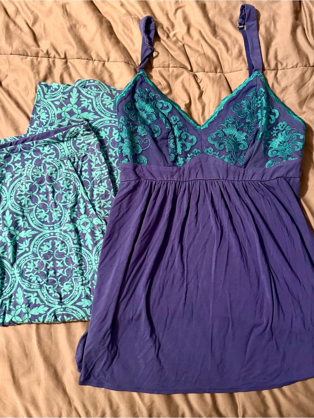 Soma Intimates summer Pajamas Set Teal Green Size L